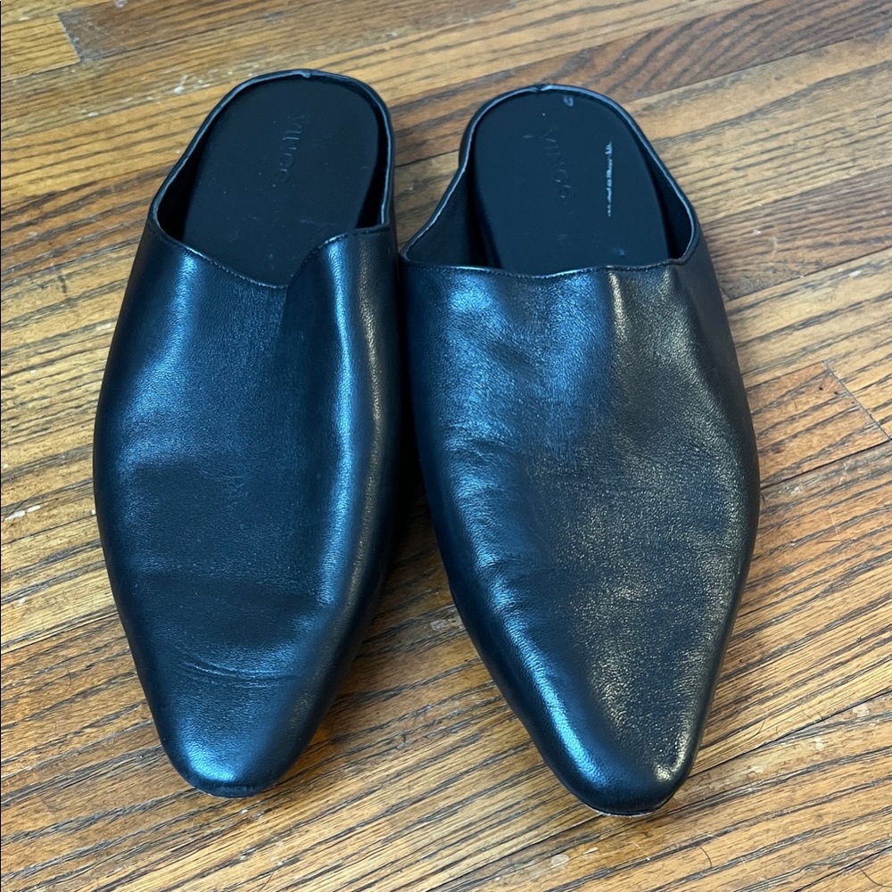 Vince Black Leather Men's Slip-On Loafers